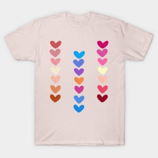 Colorful Hearts-Cute Heart T-Shirt